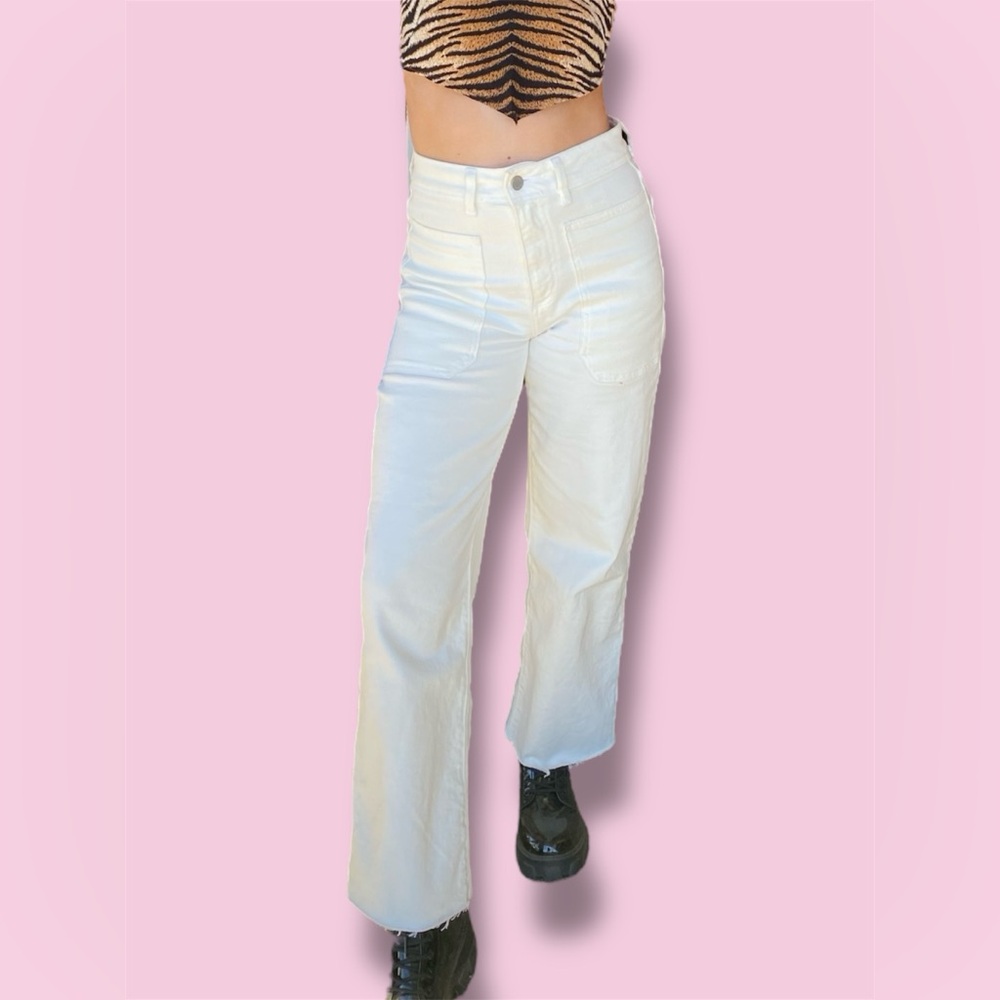 Just Black Denim White Wide-Legged Jeans